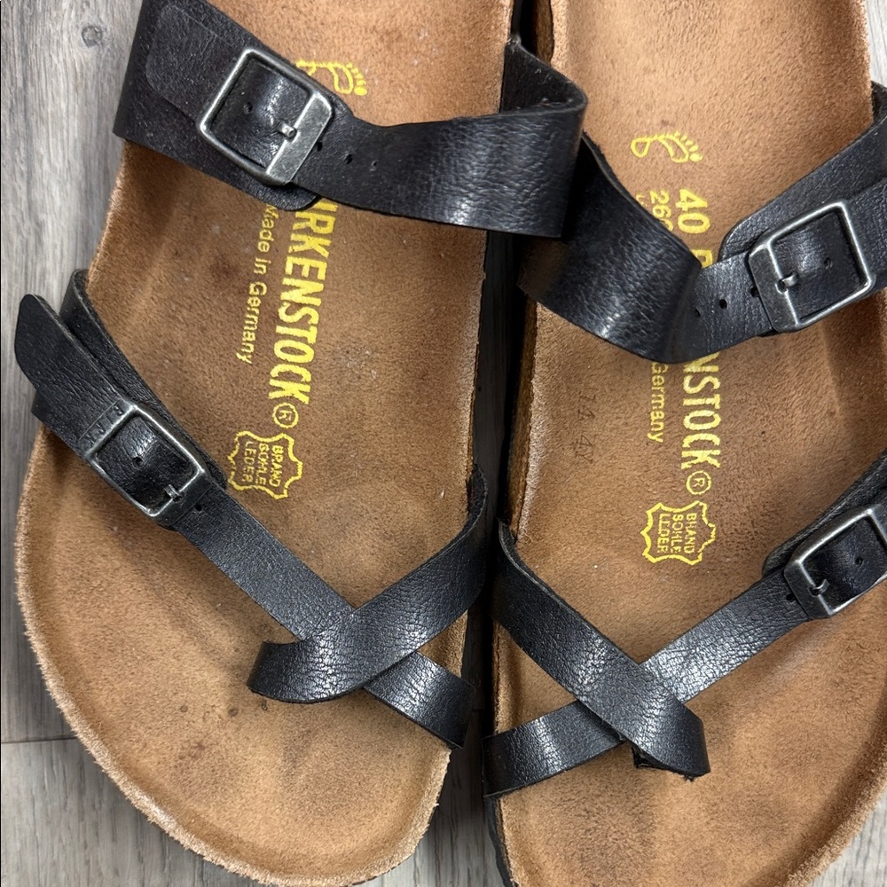 Birkenstock Black Leather Triple-Strap Sandals - Picture 2 of 4